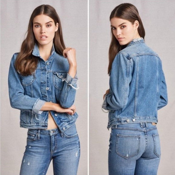 Tularosa Tamsen Distressed Denim Jacket Blue Medium Revolve EUC - Picture 3 of 12